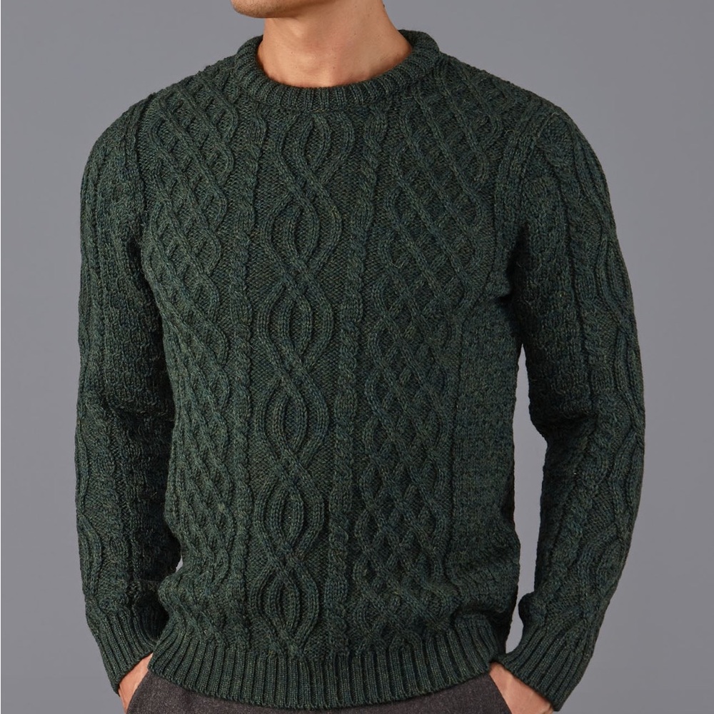 Munro Mottled Green Textured Crewneck Sweater